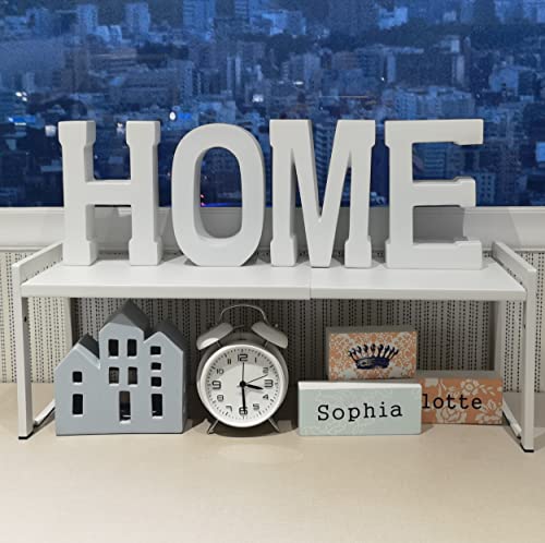 Expandable Cabinet Shelf Organizer 16-26" L Stackable Kitchen Counter Shelf Rack Stand Sink Riser Countertop Storage White (Normal 7.9”D) - color: White, size: 7.9"D (normal) - 1 Pack