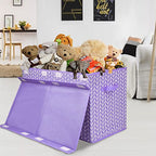 Mayniu Large Toy Box Chest with Flip Lid, Toy Storage Organizers Bin Boxes Basket with Sturdy Handles for Boys, Girls, Kids, Nursery, Playroom, Living Room, Bedroom, (Purple) - color: Large Purple