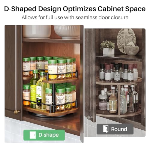 Spice Rack Organization for Cabinet - Height Adjustable Rotating Lazy Susan Organizer, Spice Organizer Fits Cabinets Wide＞ 11 inches, Clearance Height ＞10.5 inches