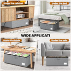 Dayacoco Underbed Storage with Wheels, 2 Pack Under Bed Storage Containers with Clear Lids, No Assembly Required 10.1 inch Rolling Under Bed Storage for Clothes, Grey - size: 10.1 inch height-grey