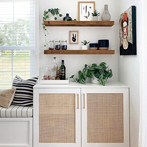 QEEIG Floating Shelves for Wall 35.4" Long - Wall Mounted Shelf Bathroom Kitchen Living Room Bedroom Farmhouse Home Decor Display Bookshelf Large 35.4 x 9.3 inch Set of 2, Rustic Brown (008-90BN) - color: A. Brown, size: 35.4"
