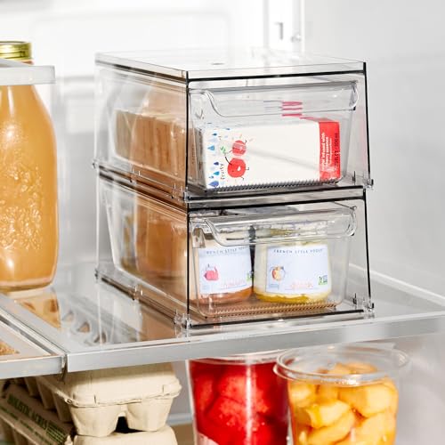 iDesign Stackable Kitchen Storage Drawer for Fridge, Pantry, Under-Sink, or Cabinet - Set of 4 - Clear - style: Pack of 4