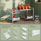 NETEL Under Sink Organizers and Storage,Kitchen Cabinet Organizer,2 Tier Under Sink Expandable Shelves，Bathroom Cabinet Organizer with Pull Out Drawers,(30.9-31.64)" W x 14.69" D x 15.83" H,White - size: Multi-functional with 2 pull out baskets(White)