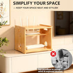 Fullin Upgrade WiFi Router Storage Box Hider, Large Capacity Projector Shelf, Wall Mount or Desktop Cable Management Box, Bamboo Modem Organizer Power Strip Hider Rack Need Assembly