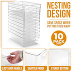 Sorbus Large Clear Plastic Storage Bins, 10 Pack Clear Organizer Bins with Handles, Plastic Storage Bins for Closet, Pantry, Fridge, Medicine Cabinet Organizer, Shelves, Freezer, Drawer - size: Large, style: 10 Pack