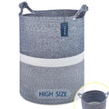 COMSE Extra Large Blanket Basket, Tall Woven Storage Basket, Nursery Hamper, 15.7”x 21.7”, Cotton Rope Laundry Hamper for Toys Clothes Towels, Blend Navy Blue/White - color: Blend Navy Blue & White