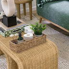 Wicker Bathroom Basket with 3 Compartments, Water Hyacinth Toilet Tank Basket, Woven Storage Box for Bathroom Organizer (16.5 x 5.5 x 3.5 inch) - size: 16.5" x 5.5" x 3.5"