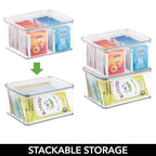 iDesign Plastic Stackable Hinged-Lid Pantry or Kitchen Storage Box - Set of 3 - Clear - style: Pack of 3
