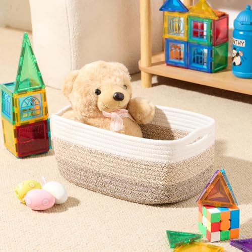 MiniArk Small Storage Baskets for Organizing | Closet Organizer Bins | Shelf Toy Basket | Woven Rope Baskets | Cube Decorative Box | Shallow Basket | 13x8.5x5.1” | 3 Packs Gradient Brown - color: Gradient Brown, size: 3pcs-L13xW8.5xH5.1"
