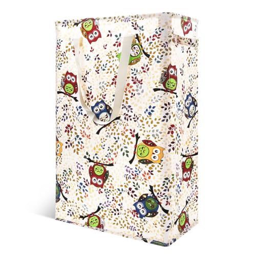 Odonata Slim Laundry Hamper Handles Collapsible Laundry Basket Thin Dirty Clothes Basket Narrow Laundry Bag Foldable Dirty Hamper 48L (Owl) - color: Owl