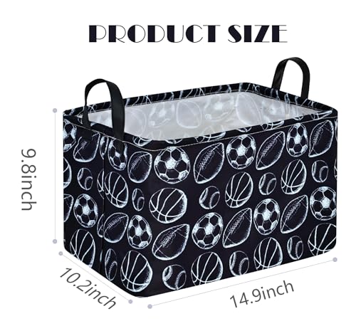 MAIZMZ Kids Hamper Storage Bins Organizer Toy Box Laundry Basket Large Canvas Collapsible Chest for Home/Dorm/Kitchen/Pet/Office/Closet/Shelf/Gift Baskets - color: Black balls