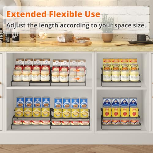 Dmevkic Expandable Can Organizer for Pantry,3-Tier Adjustable Can Organizers and Storage Holds Up to 24 Cans,Can Storage Rack for Pantry,Kitchen,Cabinet