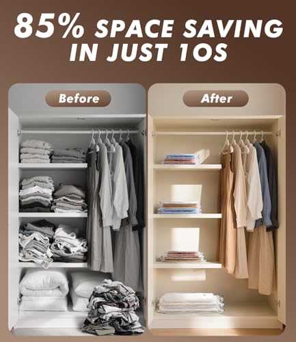 vacuum seal bags for clothing with pump - for Travel, Moving, College & Home Storage, 15 Pack with Rechargeable Electric Pump, 5 Jumbo & 5 Large & 5 Medium