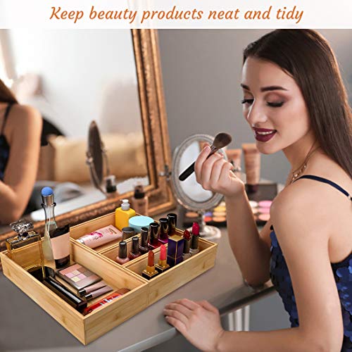 Drawer Organizer Utensil Holder for Kitchen, Small Wood Silverware Storage Organizer, Stackable Box Tray for Cutlery, Flatware, Bathroom Countertop Caddy for Makeup, Jewelry(12"6"2.5") - size: 12x6x2.5inch