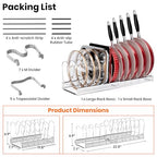 MUDEELA Pot Rack - Expandable Pots and Pans Organizer under Cabinet, Pot Lid Organizer Holder with 12 Adjustable Compartment, Kitchen Cabinet Organizer and Storage for Cutting Board, Skillets Pan - style: 12 Dividers-Silver
