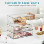 Vtopmart 12.1''W Clear Stackable Storage Drawers,2 Pack Acrylic Plastic Organizers Bins for Makeup Palettes, Cosmetics, and Beauty Supplies,Ideal for Vanity, Bathroom,Cabinet,Desk Organization - style: 2pack Wide