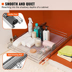 VEVOR 15.5" Wx21 Dx3.5 H Pull Out Cabinet Organizer, Heavy Duty Slide Out Pantry Shelves, Chrome-Plated Steel Roll Out Drawers, Storage for Home Under Sink, 17" Wx22 Dx7 H Install Size for Cabinet - size: 15.5" Wx21 D
