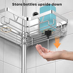 KEGII Corner Shower Caddy Tension Pole, Adjustable Shower Tension Rod Organizer, Floor to Ceiling Shower Caddy 25-114.2 inch, Silver - style: Tension Caddy 6 Pack-Brushed Silver