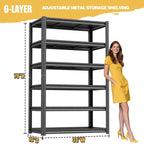 Heavy Duty Garage Shelving, 6-Tier Metal Storage Shelves, 3600LBS, 78" H Adjustable Industrial Rack, Steel Utility Shelf Unit for Warehouse, Garage, Basement, Kitchen, 36" W x 16" D x 78" H - size: 36"W x 16"D x 78"H
