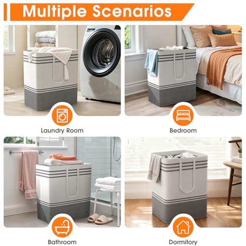 4 Pack Large Laundry Baskets, Laundry Hampers, Freestanding Waterproof Collapsible Clothes Bag with Extended & Reinforced Handles - Clothes Basket for Dorm, Bathroom, Home (100L) - size: 4 x 100L