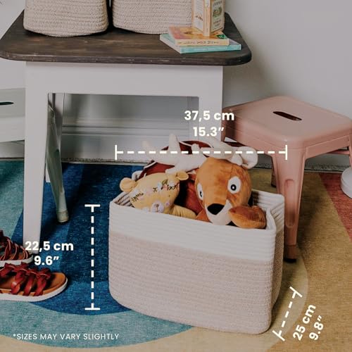 OrganiHaus Rope Baskets for Shelves - Set of 3 Woven Storage Baskets for Organizing, Closet & Toy Storage - Light Honey/Off-White - 15x9x10 - color: Mixed Honey