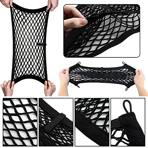 Universal 2 Pack Elastic Small Cargo Net Pocket Organizer Pouch Bag 14.3 x 9.5 inches RV Netting Storage Pocket with 8 Pieces Mounting Screws, Mesh Cargo Net for Car Trunk RV Storage - size: 14.3 x 9.5 inch