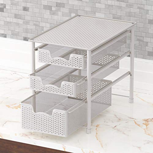 Simple Houseware 3 Tier White Alloy Steel Sliding Basket Organizer Drawer Cabinet - color: White, size: 3-Tier
