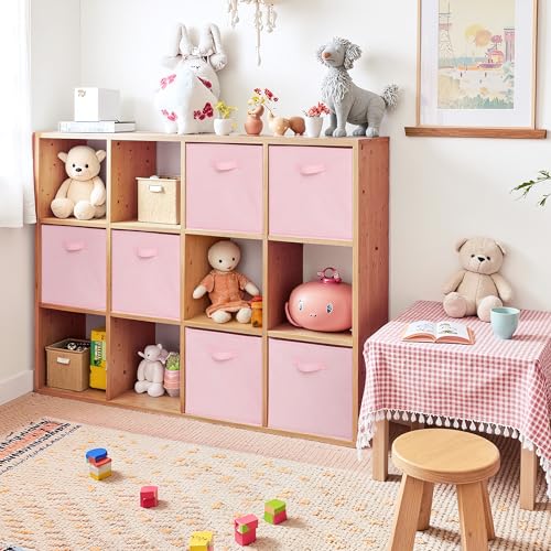 Cupic Cupid 13x13 Storage Cubes, 6 Pack Open Storage Bins with Handles, Storage Cube Organizer for Clothes and Toys, Collapsible Cube Bins for Closet, Shelves, Offices, Pink - color: Pink, size: 13 Inch