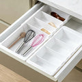 2 PCS Sliding Drawer Tray with Adjustable Dividers, Expandable Kitchen Storage Organizer, Sliding Drawer Bin, Expandable Drawer Organizer, Drawer Organizer Trays For Utensils, Flatware, Junks
