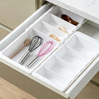 2 PCS Sliding Drawer Tray with Adjustable Dividers, Expandable Kitchen Storage Organizer, Sliding Drawer Bin, Expandable Drawer Organizer, Drawer Organizer Trays For Utensils, Flatware, Junks