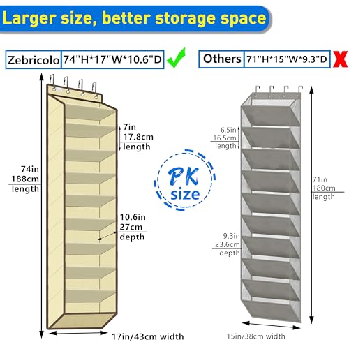 Over The Door Shoe Organizer, 70 Pounds Large Capacity, 20-30-Pair shoe organizer, Heavy Duty-Extra Deep Pockets ,Anti-Scratch Hooks & FSC-Certified Bamboo ,Engineered for Men’s Size 13 shoe,Beige - color: Beige