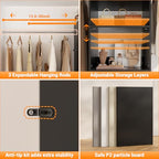 Homieasy 96 Inches Closet Organizer System, 8FT Customizable Walk In Closet Organizer with Hanging Rods, 3 Drawers Garment Rack with Leather Handle , 96" L x 16" W x 75" H, Max Load 1000 LBS, Black - color: Black