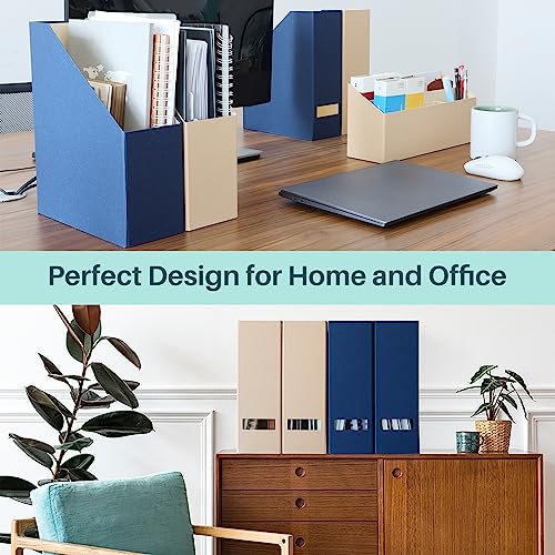 Magazine Holder - File Holder and Desk Organizer, Paperboard Book Organizer and Storage Box for Documents, Magazine Holder Rack for Classroom, Home, and Office (Classic Blue, 2-Pack) - color: Classic Blue, 2-Pack
