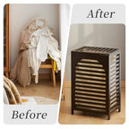 Laundry Hamper with Lid,Bamboo Large Waterproof Clothes Laundry Basket,Removable Washing Bags with Handles,clothes basket (Brown) - color: Brown