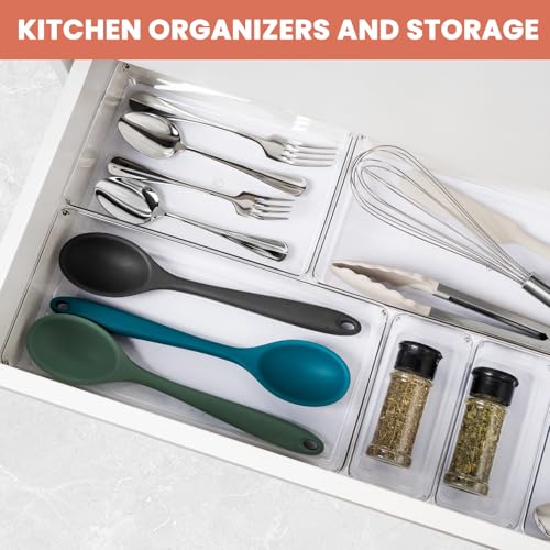 Large Clear Plastic Drawer Organizer 28 Pack - 5 Sizes (XL to small) Acrylic Drawer Organizer Trays for Kitchen Utensils, Gadgets, Bathroom, Vanity and Makeup, Office - Everything Can Be Organized! - size: 28 Pack