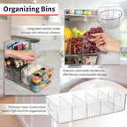 ClearSpace Plastic Pantry Organization and Storage Bins with Removable Dividers – XL Perfect Kitchen / Refrigerator/ Cabinet Organizers, 2 Pack - size: 15"L x 7.5"W x 3.5"H