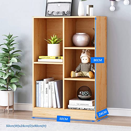 IOTXY Open Shelf Low Bookcase - Wooden 3-Tier Floor Standing Display Cabinet Organizer with Base, 5 Cubes Short Horizontal Bookshelf in Pear Yellow - color: Pear Yellow, size: 50CM Base