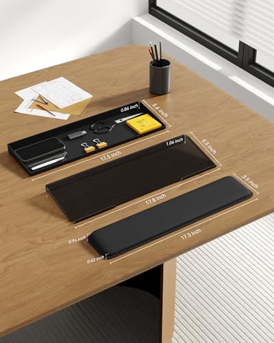 Laborio Computer Keyboard Stand with Storage Box, Keyboard Riser Wrist Rest for Desktop, Office Desk Organizer Accessories(Clear Black) - color: Black