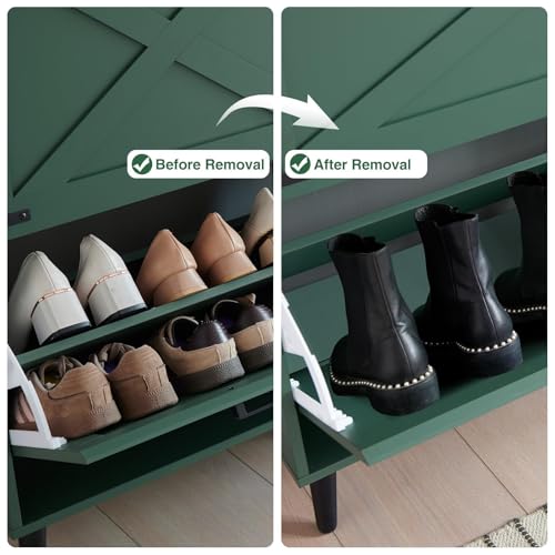 Barnyatoh Shoe Storage Cabinet,Farmhouse Shoe Organizer with 2 Flip Drawers & Barn Door Design,Freestanding Hidden Slim Narrow Shoe Rack Cabinet for Entryway,Foyer,Hallway,Green - color: Green, size: 2-Drawers