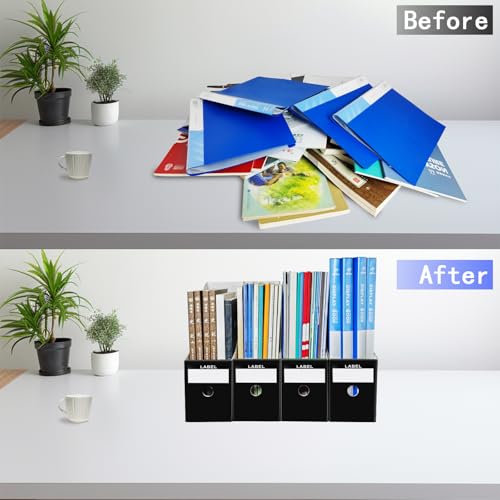Limitliho Magazine Holde, Magazine File Holder for Home, Office, Desk, 10.6'' H×10.2'' L ×3.5''W Magazine Storage Box (Black, 2 Pack) - color: Black, size: 2 Pack