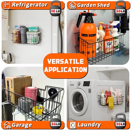 ULIBERMAGNET Magnetic Baskets, Large Capacity Metal Wire Mesh Basket Holder Organizer for Sundry Tool Storage, Magnetic Shelf for Garage, Laundry, Kitchen, Workshop, Cabinet(2 Pack) - style: Metal Magnetic Baskets