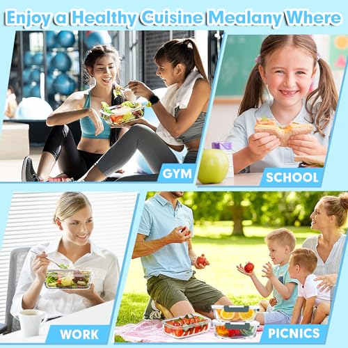 VERONES 5 Pack 36 OZ Glass Meal Prep Containers, Airtight Glass Lunch Containers Set, Glass Food Storage Containers with Lids,Exclusive of BPA, for Microwave, Oven, Freezer & Dishwasher Friendly,Grey - color: Grey