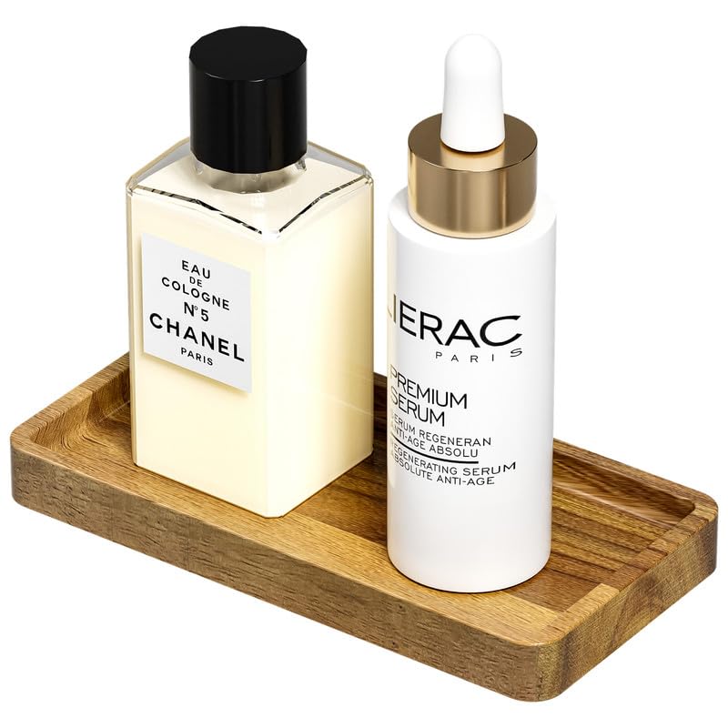 WEENSON Small Acacia Wood Bathroom Vanity Tray for Soap Dispenser, Toiletries, Makeup, Perfume, Decor, Kitchen Tray for Counter Salt Spice, Toilet Tank Tray for Candle, Nightstand 7.9"x4" - color: Acacia, size: 7.9" x 4" x 0.8"