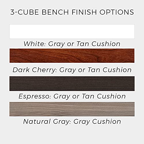 ClosetMaid 1632 Cubeicals 3-Cube Storage Bench, Espresso with Gray Cushion - color: Espresso With Gray Cushion
