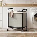 WOWLIVE Rolling Laundry Hamper with Wheels, 90L Laundry Basket with Removable Liner Bag, Laundry Sorter with Metal Handle, Large Capacity Clothes Hamper for Laundry Room, Bathroom and Dorm, Beige - size: 1-Section
