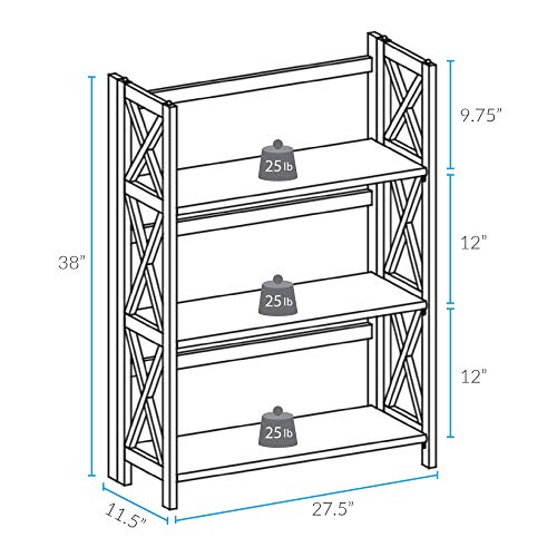 Casual Home Montego 3-Shelf White fold bookcase, 27.5" Wide - color: White, size: 3-Shelf Stackable