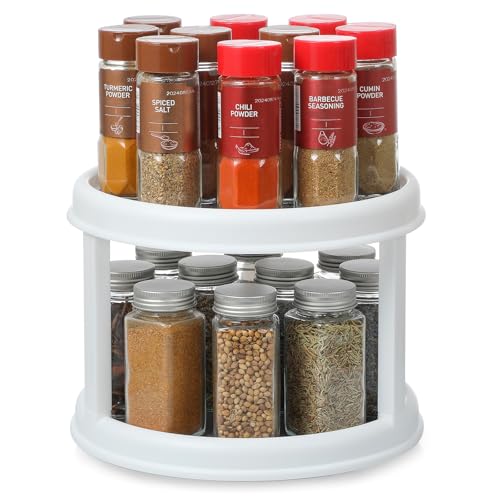 2 Tier 10" Turntable Lazy Susan Spice Organizer - Rotating Seasoning Rack for Pantry Cabinet Kitchen Countertop, Table Top Organizing - Multiuse Two Tier Rotating Organization Rack Spinner - size: 10inch - 1 Pack