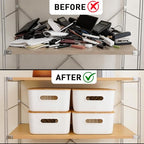Citylife Storage Bins with Bamboo Lids 16QT Plastic Storage Containers Stackable Organizer Boxes with Handle for Desk Snacks, Toys, 2 PCS, 15" L x 10.6" W x5.8 H - size: Large, style: 2 Pack