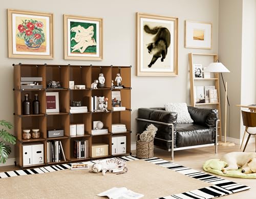6-Cube Storage Organizer, Closet Organizer Storage Shelf Bookcase Bookshelf with Metal Hammer, Storage Cubes Organizer Cabinet for Kids, Closet, Bedroom, Bathroom, (11.8x11.8x11.8 inch) - color: Brown, size: 11.8 x 11.8 x 11.8 Inch