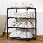 Stackable Small Shoe Rack for Closet 4 Tier, Sturdy Shoe Rack Organizer for Front Door Entrance and Entryway, Free Standing Metal Shoe Shelf Storage for Closet Bedroom Garage Black - size: 4 Tier